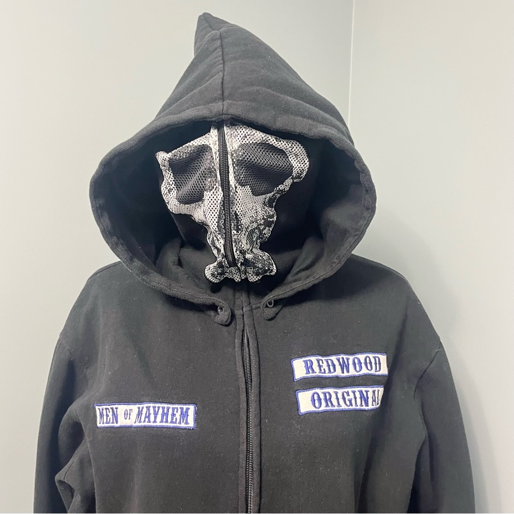 SONS OF ANARCHY road gear skull face full zip hoodie sweatshirt mens size large